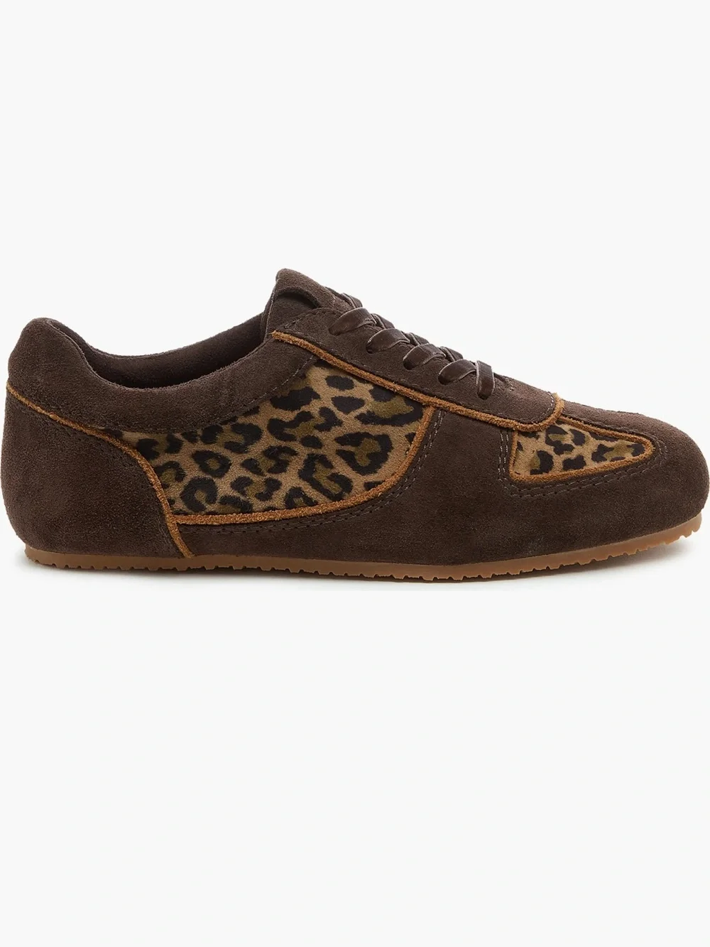NWT ♥️ Kelsi Dagger Women's Brown Suede Leopard-Panel Casual Sneaker size 6.5